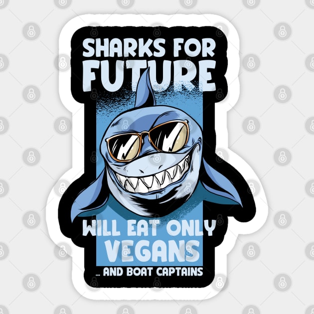 Funny Vegan Shark Lover Climate Activist Parody Sticker by Emmi Fox Designs